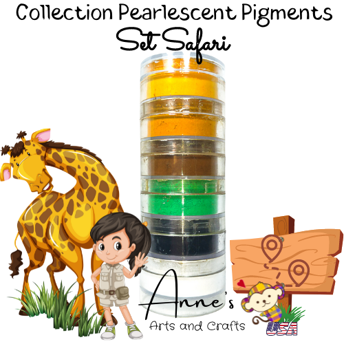 Set Safari - Pearlescent Pigments Mineral Powders for Polymer Clay Art Jewelry and Mixed Media Color