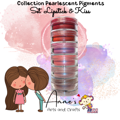 Set Lipstick & kiss - Pearlescent Pigments Mineral Powders for Polymer Clay Art Jewelry and Mixed Media Color