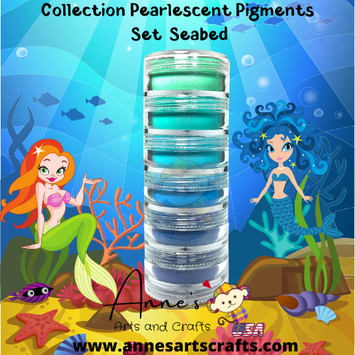 Set Seabed - Pearlescent Pigments Mineral Powders for Polymer Clay Art Jewelry and Mixed Media Color