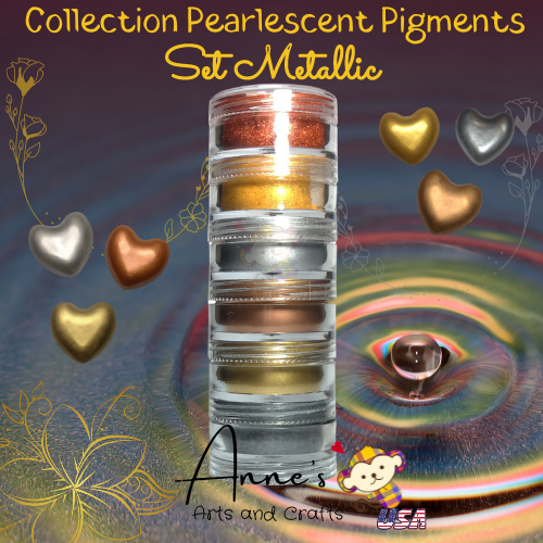Set Pearl Metallic - Pearlescent Pigments Mineral Powders for Polymer Clay Art Jewelry and Mixed Media Color