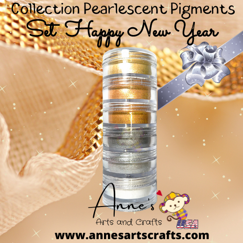 Set Happy New Year - Pearlescent Pigments Mineral Powders for Polymer Clay Art Jewelry and Mixed Media Color