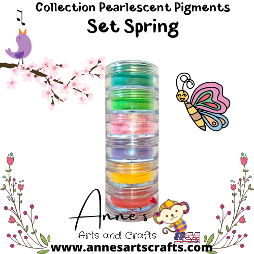 Set Spring - Pearlescent Pigments Mineral Powders for Polymer Clay Art Jewelry and Mixed Media Color