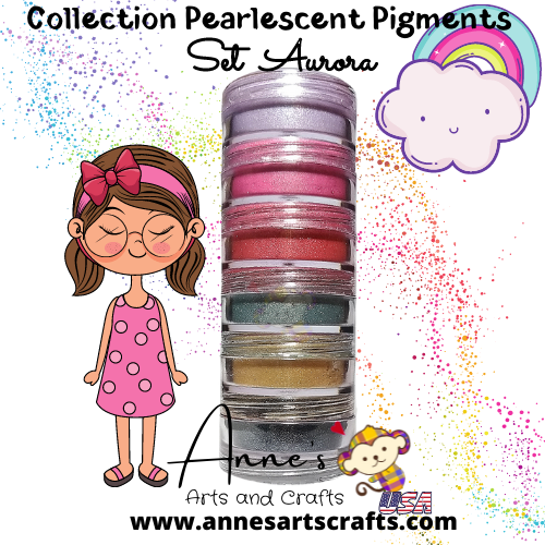 Set Aurora - Pearlescent Pigments Mineral Powders for Polymer Clay Art Jewelry and Mixed Media Color
