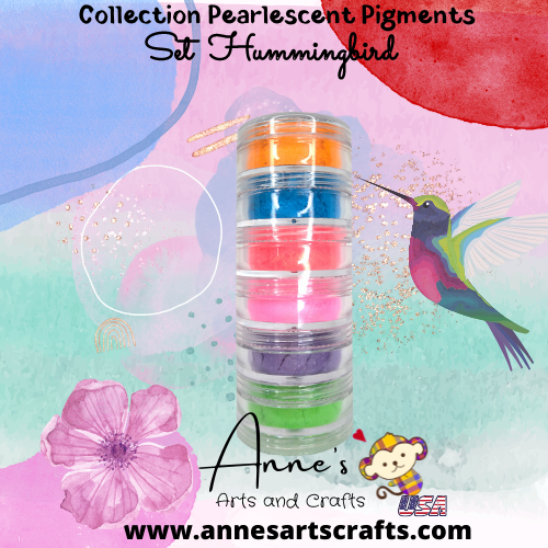 Set Hummingbird - Pearlescent Pigments Mineral Powders for Polymer Clay Art Jewelry and Mixed Media Color