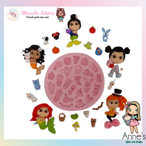 669 - Silicone Mold Mini Personagens - Mini Characters - Marcela Arteira Collection