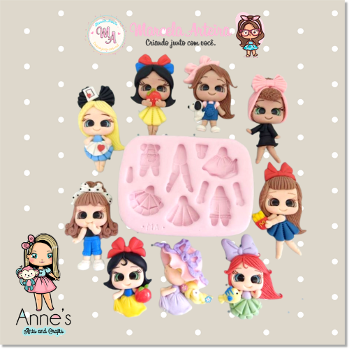 714 - Silicone Mold Charmosinhas 2 - Cute Girls 2 - Marcela Arteira Collection