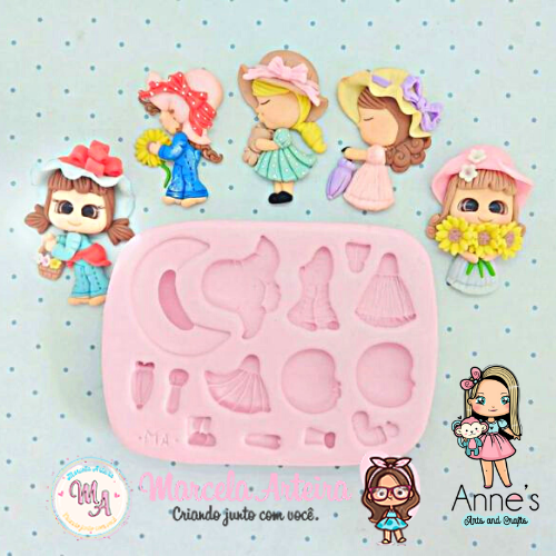716 - Silicone Mold Camponesa - Country Girl - Marcela Arteira Collection