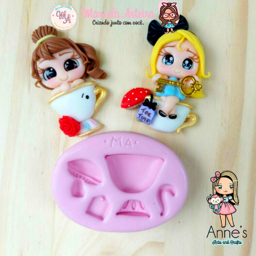 797 - Silicone Mold Xicara Para Aplique - Tea Cup Applique - Marcela Arteira Collection