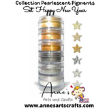 Set Happy New Year - Pearlescent Pigments Mineral Powders for Polymer Clay Art Jewelry and Mixed Media Color