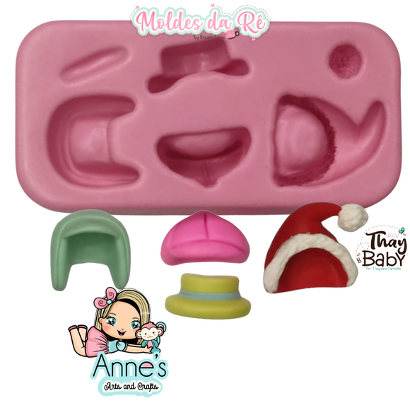 Silicone Mold - Hats 2  - Moldes da Rê Collection