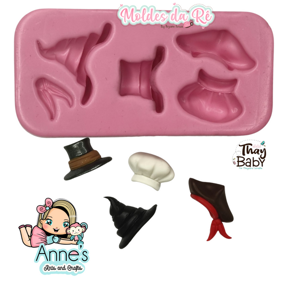 Silicone Mold - Hats 1  - Moldes da Rê Collection