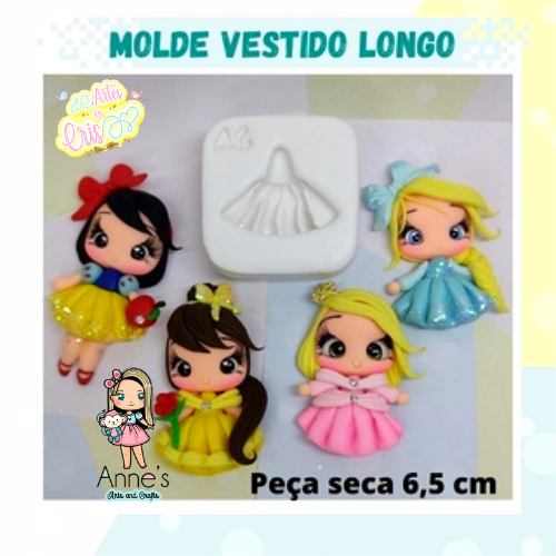 Silicone Mold Vestido Longo - Long Dress - Artes da Cris Collection