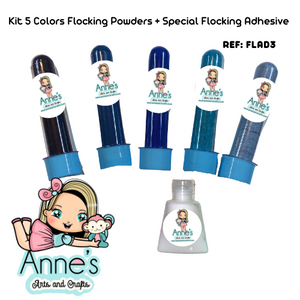 Set 5 Colors Flocking Powders + Especial Flocking Adhesive - REF: FLAD3