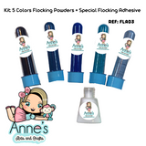 Set 5 Colors Flocking Powders + Especial Flocking Adhesive - REF: FLAD3