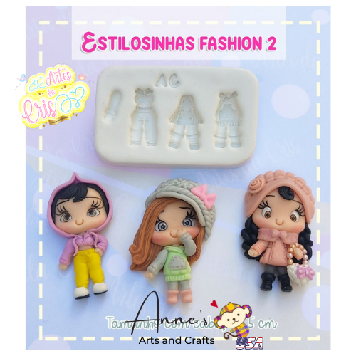 Silicone Mold Estilosinhas Fashion 2  - Fashion Style 2  - Artes da Cris Collection